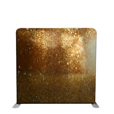 Party Tension Fabric Tube Display ฉากหลังบูธถ่ายภาพสีทองเงา 10 ฟุต